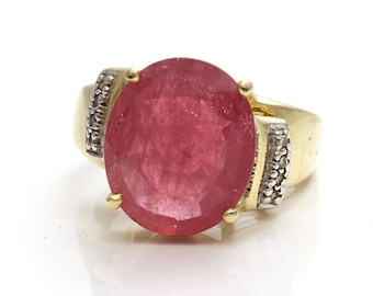 Huge 3.00ct ruby ring with diamonds set in 9k gold