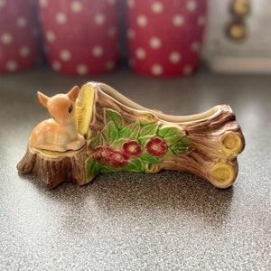 Porta bouquet vintage in ceramica Hornsea Fauna Woodland di metà secolo