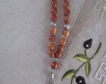 Brown beaded komboloi (worry beads)