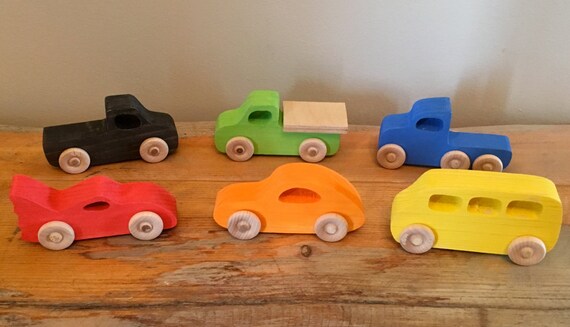 wooden toy car set