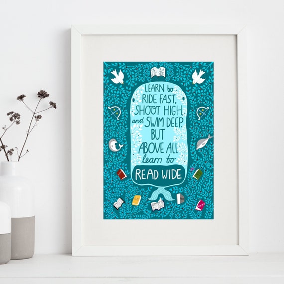 Download Read Wide A4 Print Framed With A White Mount And White Frame Etsy