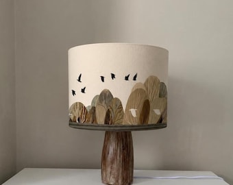 Handmade Clay Table Lamp – Cromarty Firth Landscape, Organic Cotton Shade