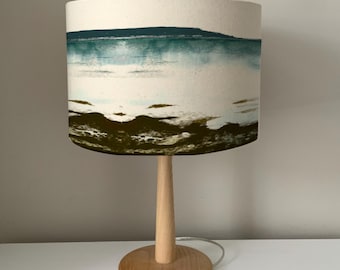 Lampshade With Shoreline and HIDDEN oystercatchers design