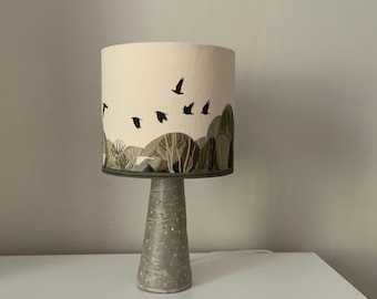 Handmade Ceramic-Style Clay Table Lamp with Organic Cotton Lampshade – Cromarty Firth Inspired Design