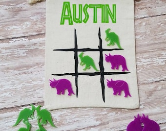 Tic Tac Toe Game - Travel - Dinosaur - Flower - XO - Kid Game - Road trip - Kid gift - Class gift - Car Game