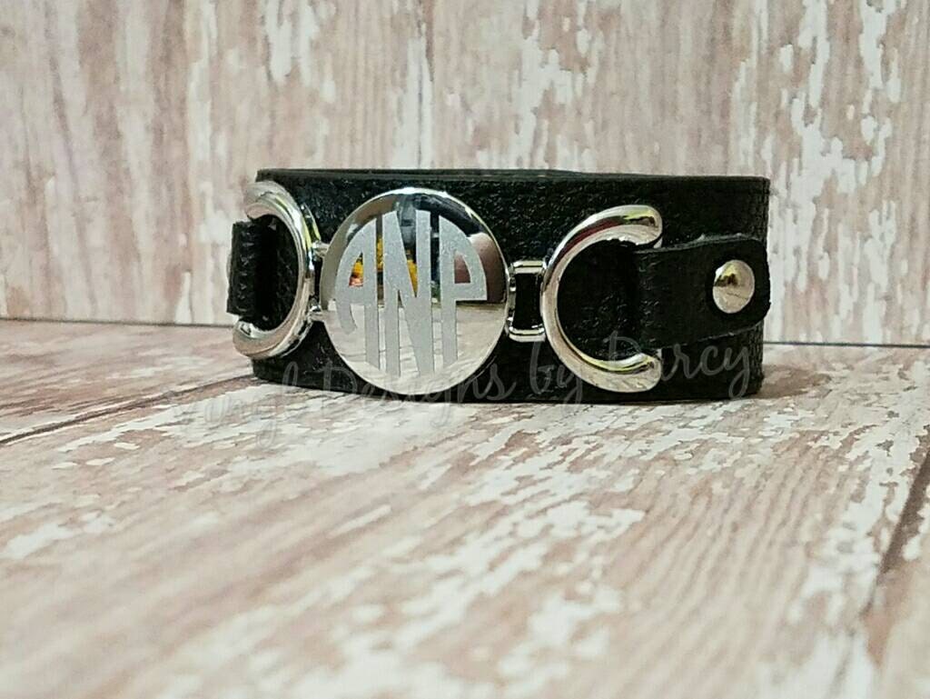 Personalised Antiqued Leather Monogram Bracelet 