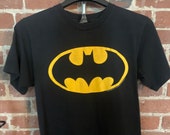 Vintage Batman 2 Anvil Small Medium 80s 1980s T-Shirt Tee Thin Worn Retro Cinema Small SM Bat Man Retro Single Stitch