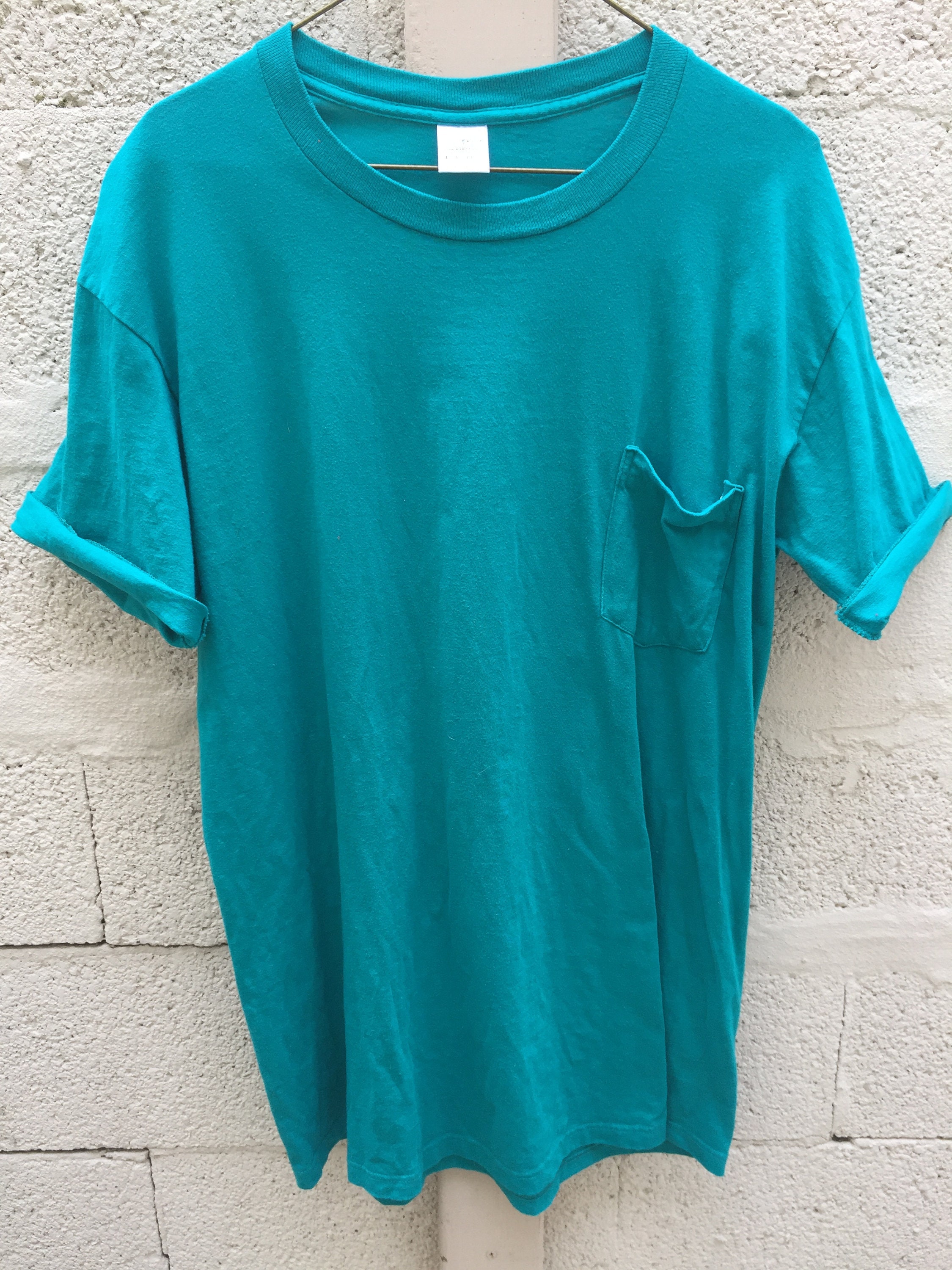 Teal JC Penney Towncraft Pocket T Shirt adult Medium Large | Etsy