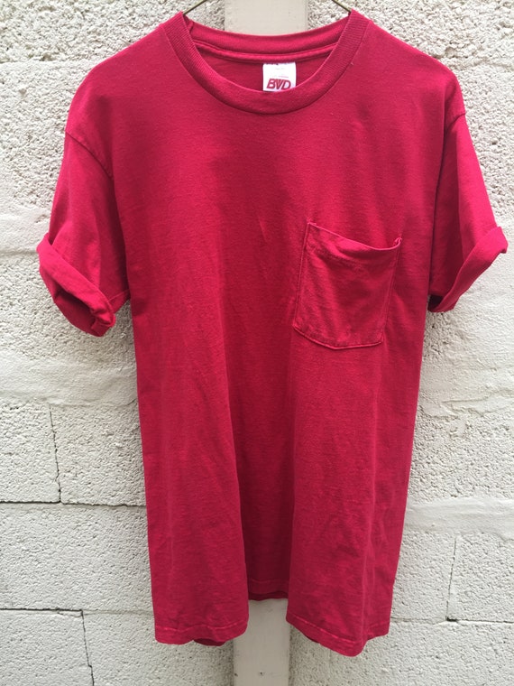 red pocket t shirt