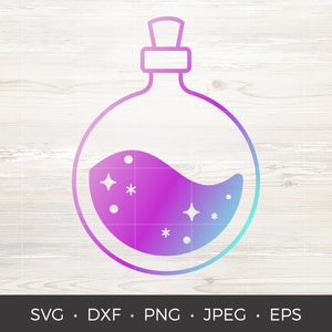Magical Potion SVG | Bottle Gradient & Black Digital Cutting File  | Svg, Png, Eps, Silhouette Cut File, Jpeg, Dxf