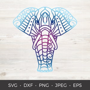 Mandala Elefante SVG | Clip-Art | Arquivo de corte digital gradiente e preto | Svg, Png, Eps, Arquivo de corte de silhueta, Jpeg, Dxf