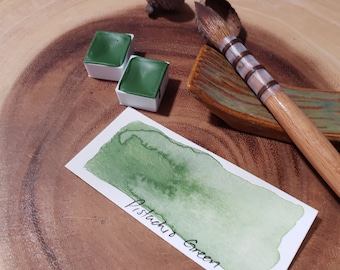 DETASH Handmade watercolor paint~ Pistachio Green half pan – Professional Quality - High Intense colors ocher