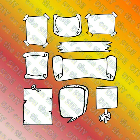 Svg Cut File Doodle Banners Set Instant Download Etsy