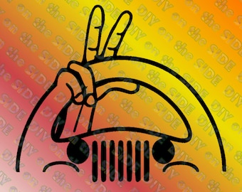 SVG Jeep Wave Peace Fingers Steering Wheel Instant Download