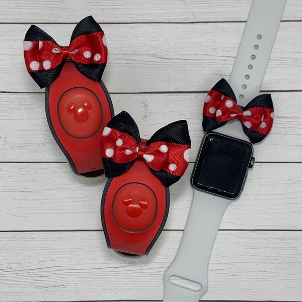 2" Red Minnie Mouse Magic Band Bow / Mini Hair Bow