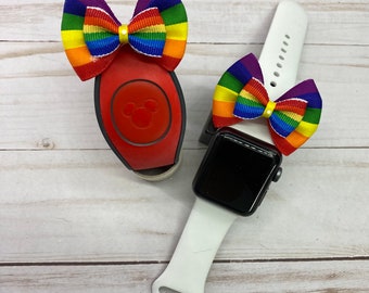 2" Pride Rainbow Band Bow / Mini Hair Clip