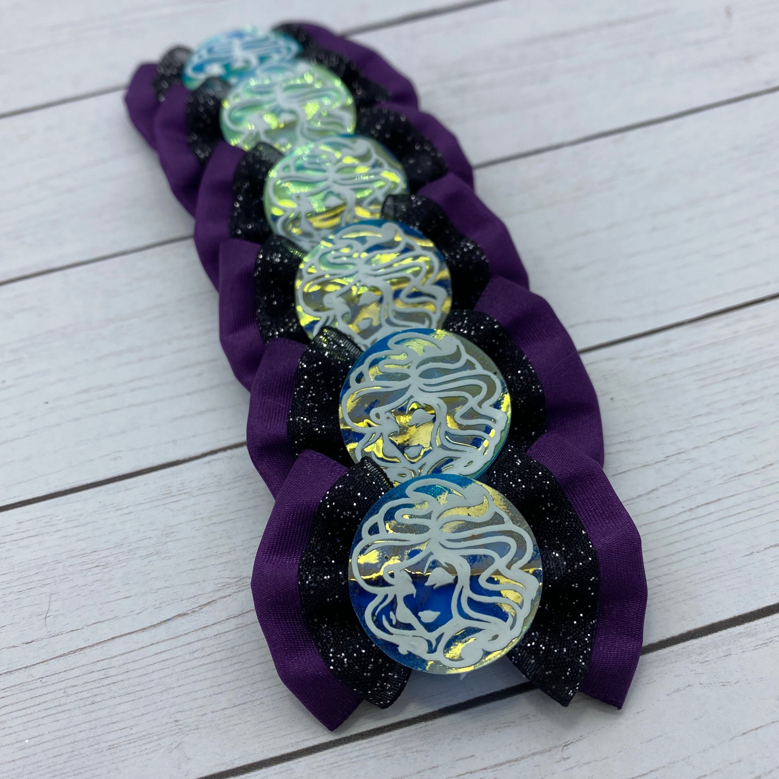 Haunted Mansion Madam Leota Large Purple Black Hair Bow with large Clip Madame Leota main image 3