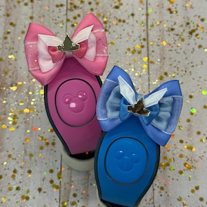 2" Mini Bow Pink Blue Princess Aurora / Disney Magic Band Bow / Sleeping Beauty Mini Hair Bow