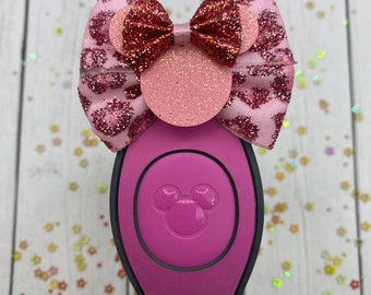 2" Mini Bow Pink Leopard Print Animal Kingdom / Minnie Mouse Mini Hair Bow / Disney Magic Band Bow