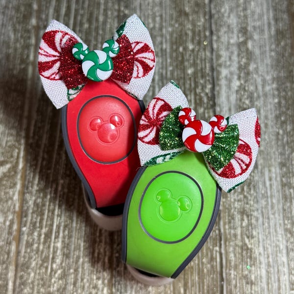2" Christmas Magic Band Bow / Christmas Mickey Band Bow / Christmas Mini Hair Bow