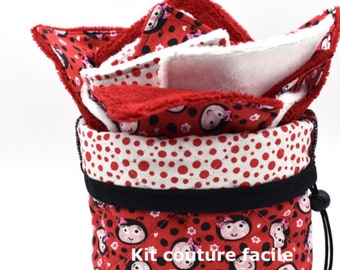 Kit couture lingettes lavables et la panière coccinelle