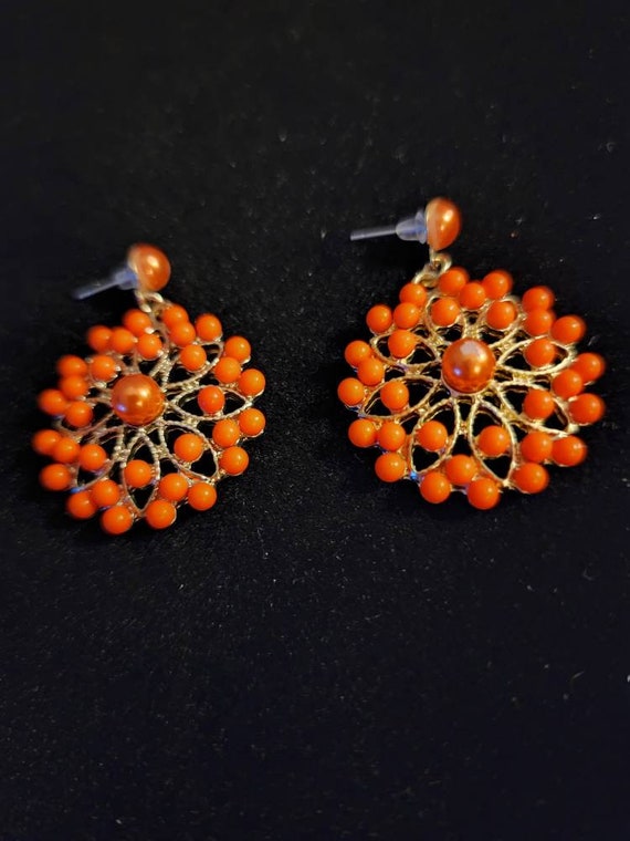 Red/Orange Pierced Earrings Gem