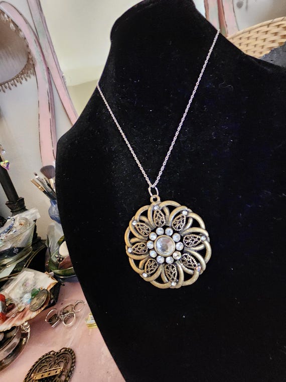 Sunflower Pendent with a touch of bling.