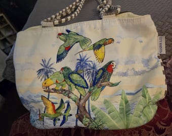 Guy Harvey Vibrant colors of birds shoulder bag.