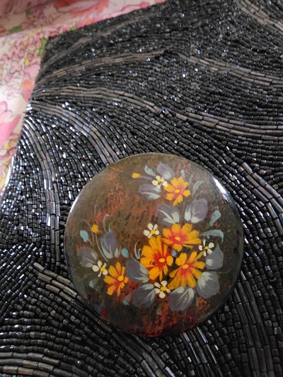 Round Russian Floral Brooche - image 2
