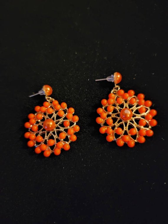 Red/Orange Pierced Earrings Gem