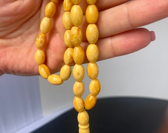 Antique Eggyolk Amber Unique Prayer Beads, Antique Rosary Beads, Tesbih