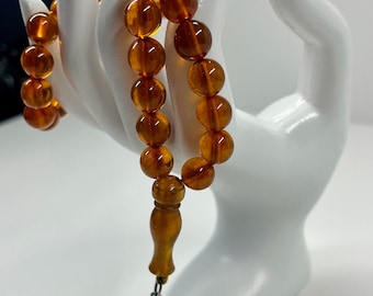Antique Natural German Cognac Amber Prayer Beads, Antique Rosary, Tesbih