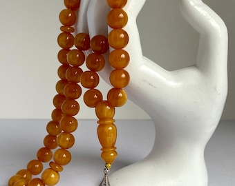 Antique Natural Butterscotch Amber Prayer Beads, Antique Rosary, Tesbih
