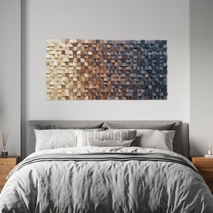 Holz Wand Dekor groß, Holz Wand Dekor modernes rustikales Stück, Holz Wand Mosaik für Wohnzimmer Dekor, Holz Wand Kunst, Holz Wand Dekor Bild 2