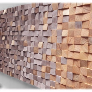 Gradient wood wall art for modern rustic decor, brown and toasted tones wall sculpture, 3d wall art for living room