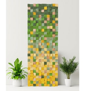 Wood wall art panel for living room decor, yellow wall art, modern wood sculpture different sizes , 3d wall panels wood, housewarming gift