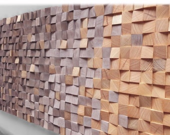 Gradient wood wall art for modern rustic decor, brown and toasted tones wall sculpture, 3d wall art for living room