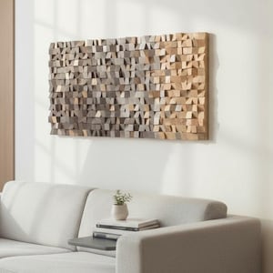 Gradient Wood Wall Art, Modern Rustic Decor, Brown and Gold Tones image 1
