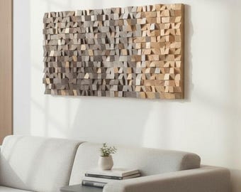 Gradient Wood Wall Art, Modern Rustic Decor, Brown and Gold Tones