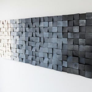 Black and White Wood Wall Art – Modern 3D Abstract Wooden Sculpture