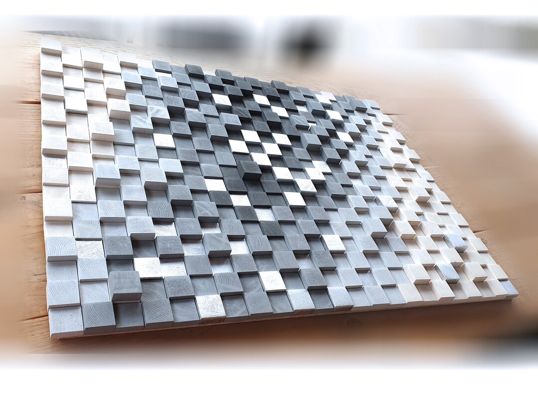 Silver and Gray Wood Wall Art for Modern Decor Modern Wood Etsy