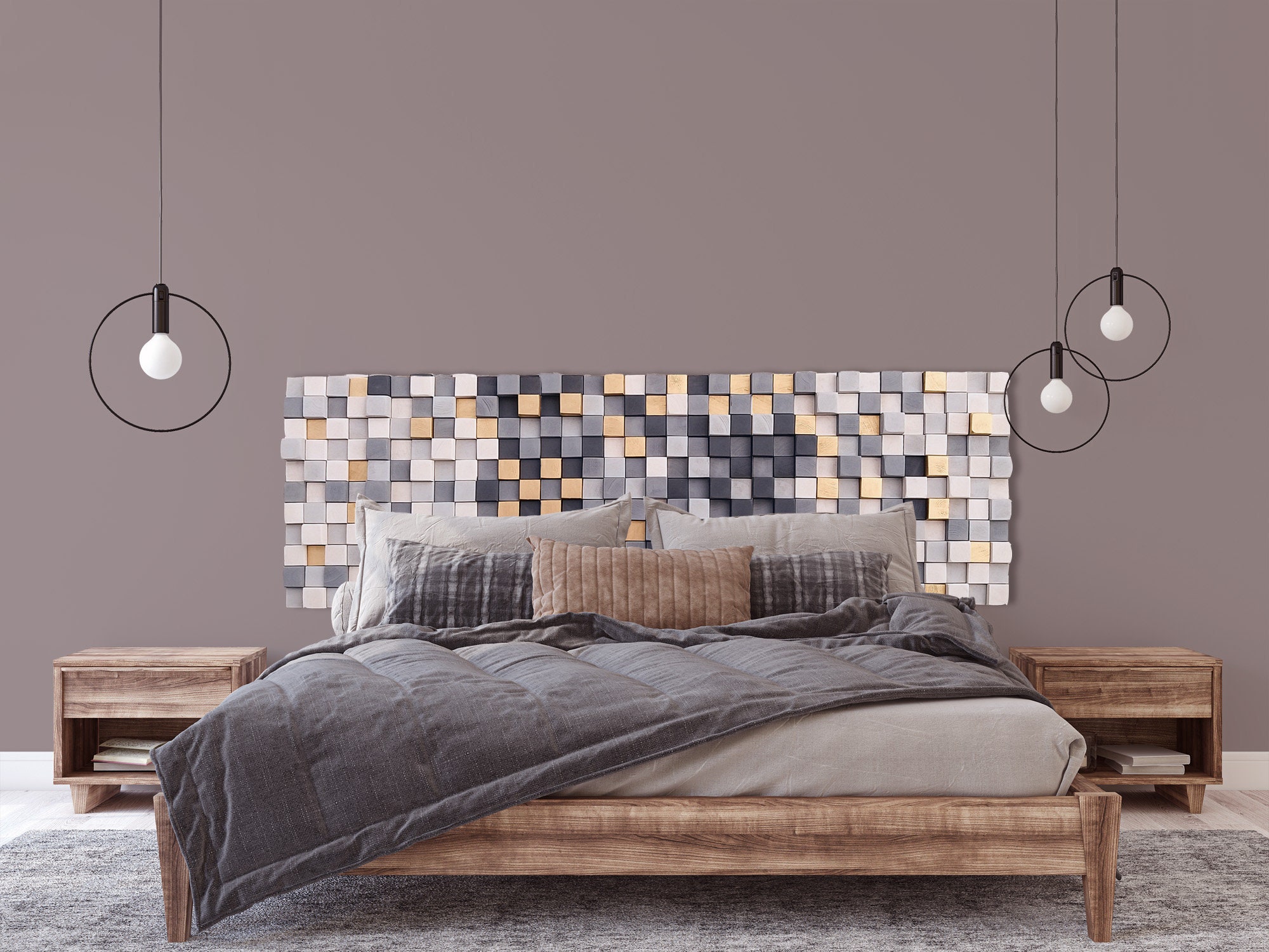 Holz Kingsize-Kopfteil für Schlafzimmer Dekor Holz-Wand-Kunst | Etsy