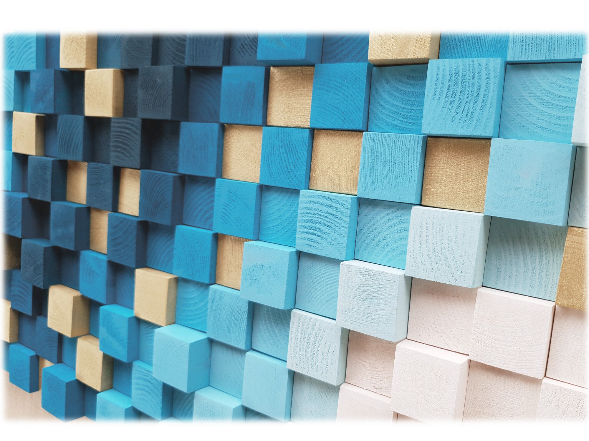 Blue and Gold Wooden Wall Decor Wood Wall Sculpture for Etsy