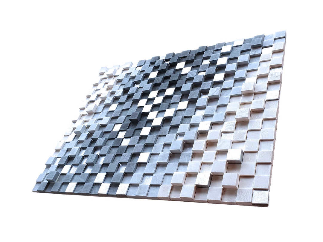 Silver and Gray Wood Wall Art for Modern Decor Modern Wood Etsy