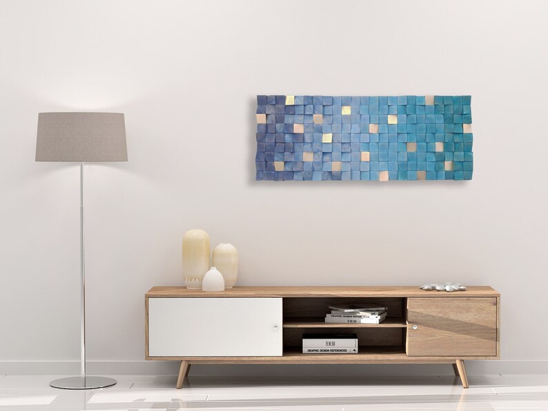 Blue Wood Wall Art for Sea House Decor Modern Wood Wall Art Etsy