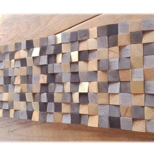 brown and gold abstract wall art modern wood wall mosaic Original wood wall art abstract wood wall decor for modern house