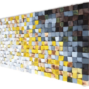 Industrial wall art, rustic wood wall art, Earthy tones with burnt wood accents, Modern wall sculpture, Modern wood mosaic