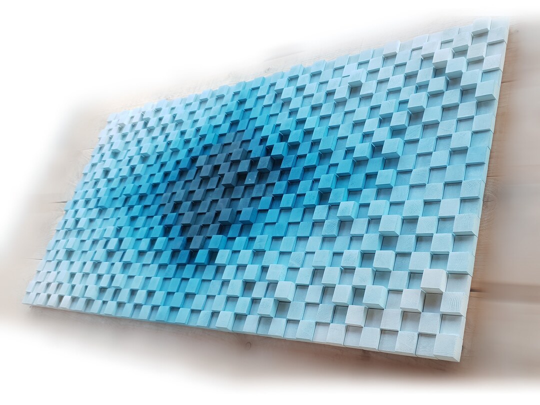 Gradient Blue Wooden Wall Decor for Living Room Wood Wall Art Etsy