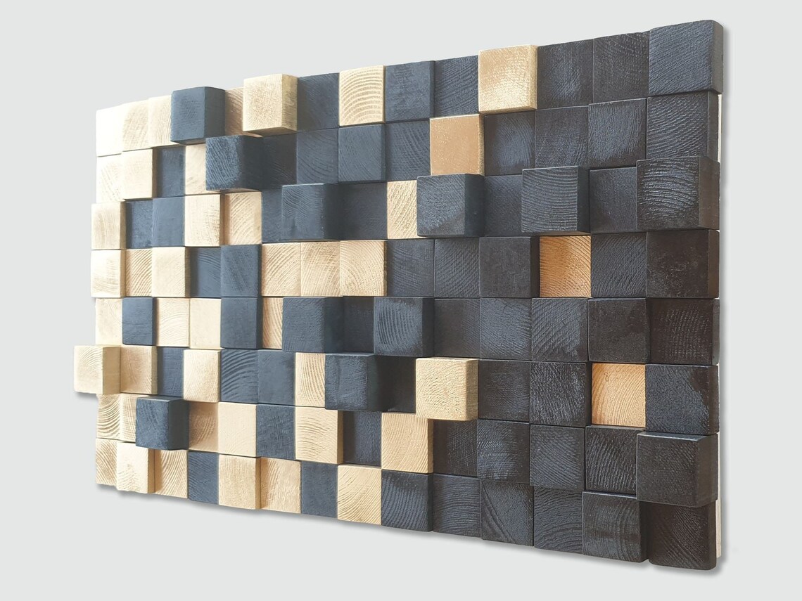 Black and Gold Wood Wall Art Wood Wall Decor for Modern Etsy