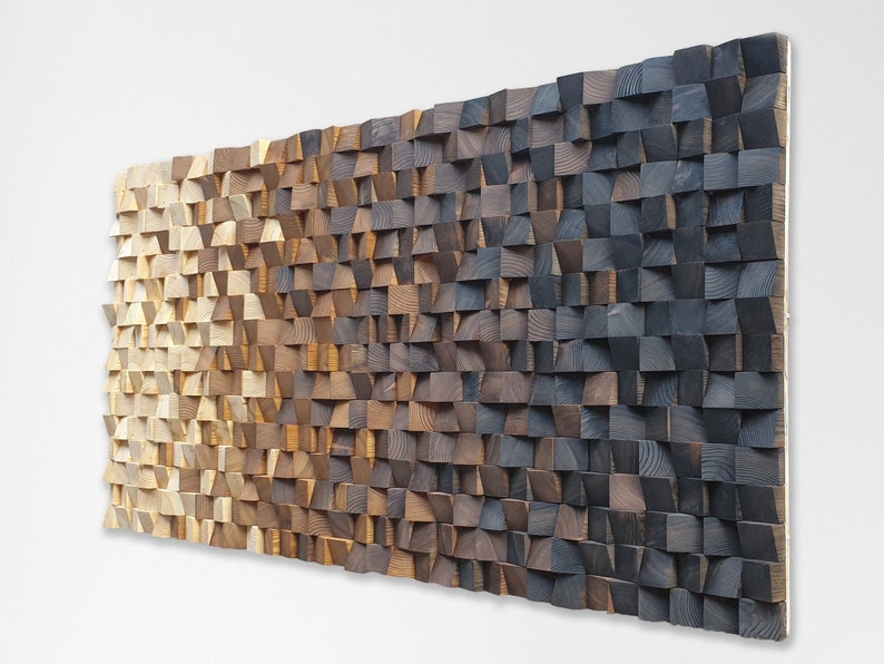 Holz Wand Dekor groß, Holz Wand Dekor modernes rustikales Stück, Holz Wand Mosaik für Wohnzimmer Dekor, Holz Wand Kunst, Holz Wand Dekor Bild 4